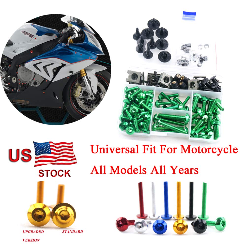 Motorcycle Kits Complete Bolt Fairings Bolt Kits screw Clips Compatible With Suzuki Kawasaki Ducati MT07 MT09 Z1000 CBR1000RR CBR600RR (Green, 2)