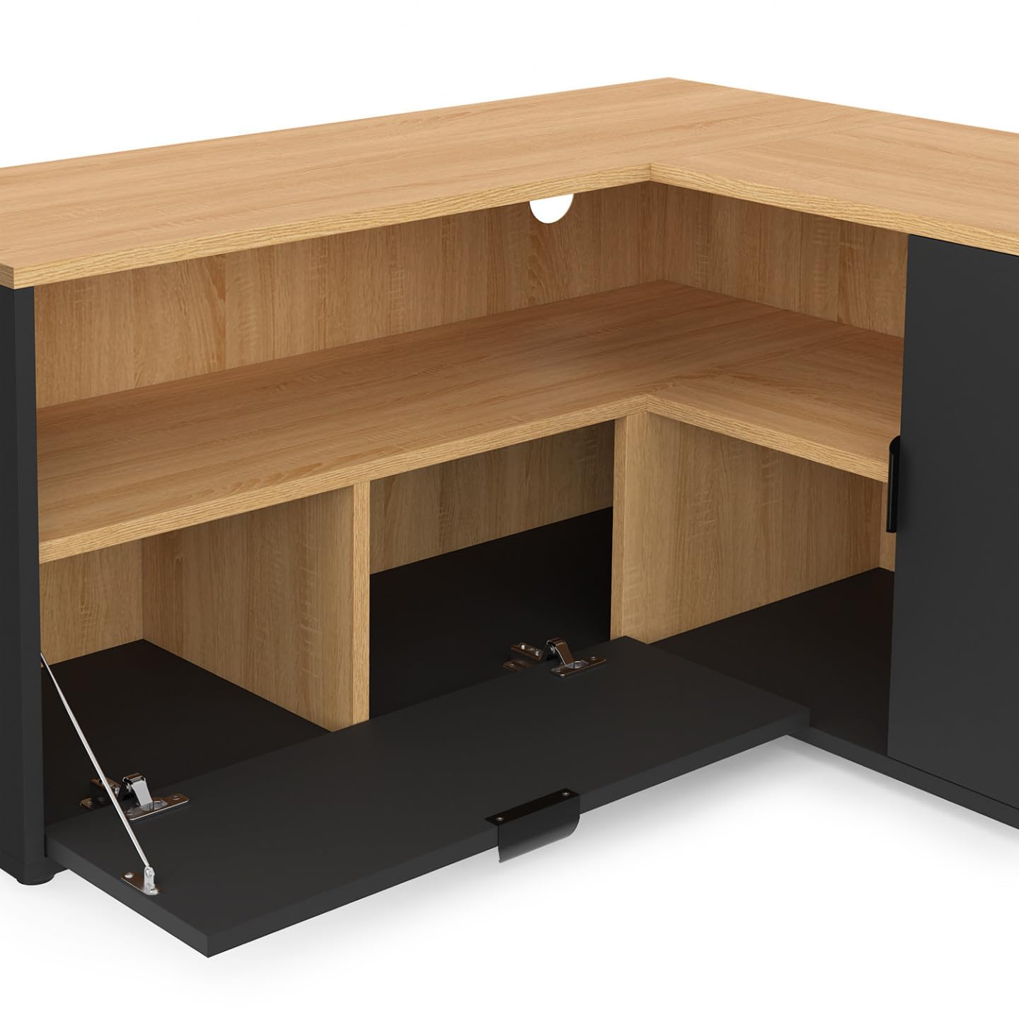 IDMarket - Mobile TV angolare BALTAZAR 90 x 90 cm in faggio e nero