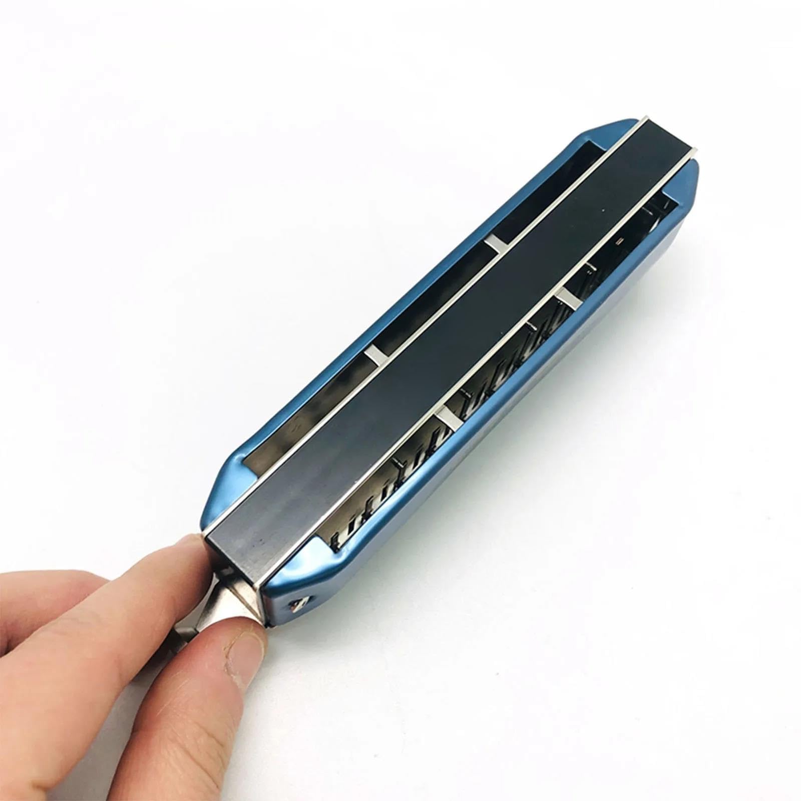 Armoniche a bocca Armonica Blues Professionale A 10 Fori Pettine In Alluminio Piegabile Con Copertura Blu