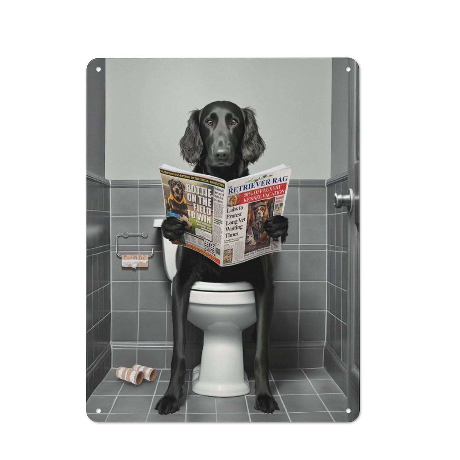 Junmoney Flat Coated Retriever Retro Tin Sign 40X30cm Featuring For Home Bar Wall, For Collectors Decorating Home Bars And Entertaining Spaces