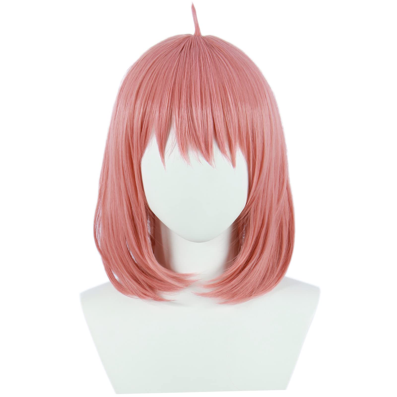 Linfairy Short Bob Pink Anya Forger Cosplay Wig Fancy Dress Costume Accessories for Women, 61 centimeters