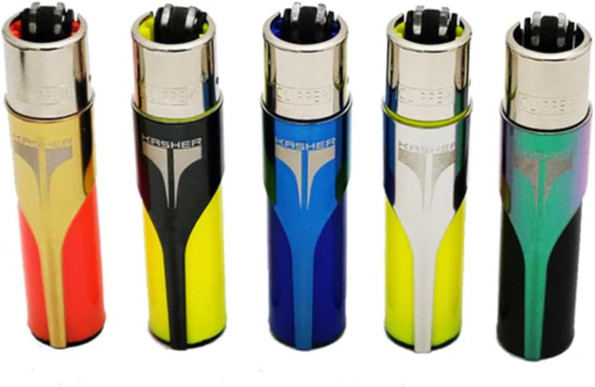 Kasher 360 Round Lighter Tool with Lighter - Stainless Steel - Lightweight, Durable Construction, Portable - Multipurpose Tool - Versatile Usage as Cutter for Opening Box and More Pack 5 (Assorted)