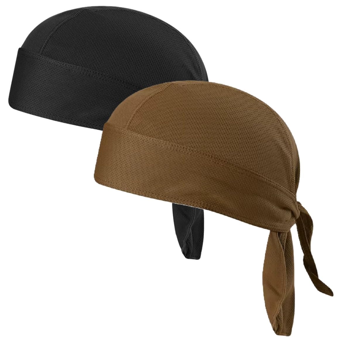 EVD-X Do Rag Cycling Motorcycle Hat, Durag, Sports Headband Pirate Cap Bandana for Helmet, Bike, UV Protection (B-H-Black & Brown)