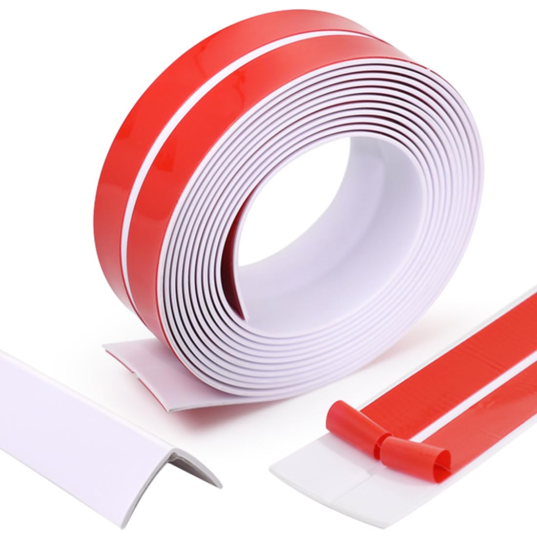 RANJIMA Battiscopa morbido autoadesivo, protezione per bordi, impermeabile, in silicone PVC, flessibile, per porte, pareti, cucina (bianco, 10 mm x 10 mm x 4 m)