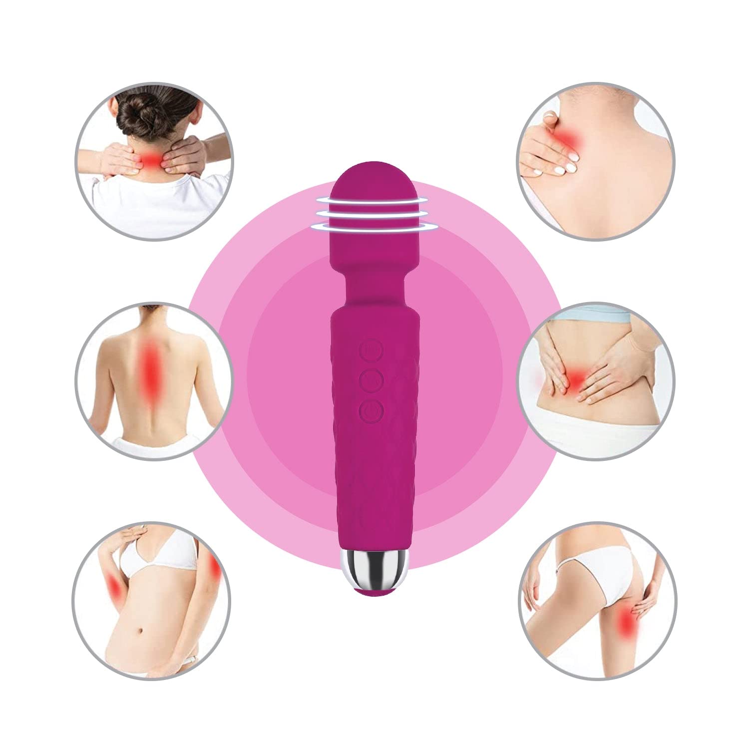 TRAKK Personal Touch Go Waterproof Smallest and Strongest Cordless Handheld Massager - Best for Travel - Magic Stress Away - Perfect on Back Legs Hand Pains and Sports Recovery (Light Pastel/Red)