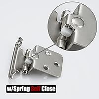 Vista 5 de JQK Bisagras superpuestas de 1/2 pulgada para puerta de gabinete de níquel satinado, paquete de 20 10 pares de bisagras de cierre automático