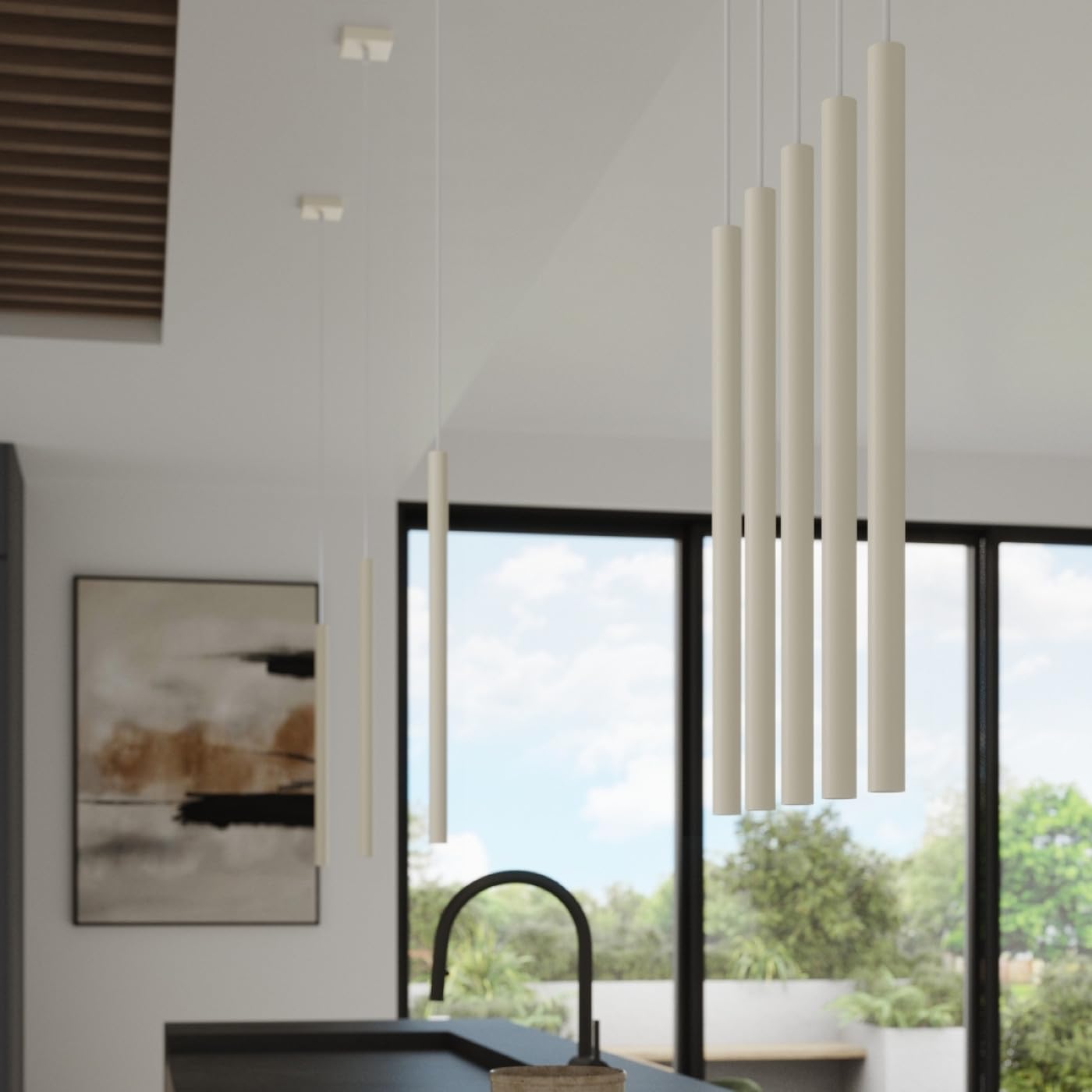 SOLLUX lighting Wandleuchte Innen Wandlampe Stahl 1 Flammig 2,5 x 5 x 50 cm Beige Pastelo