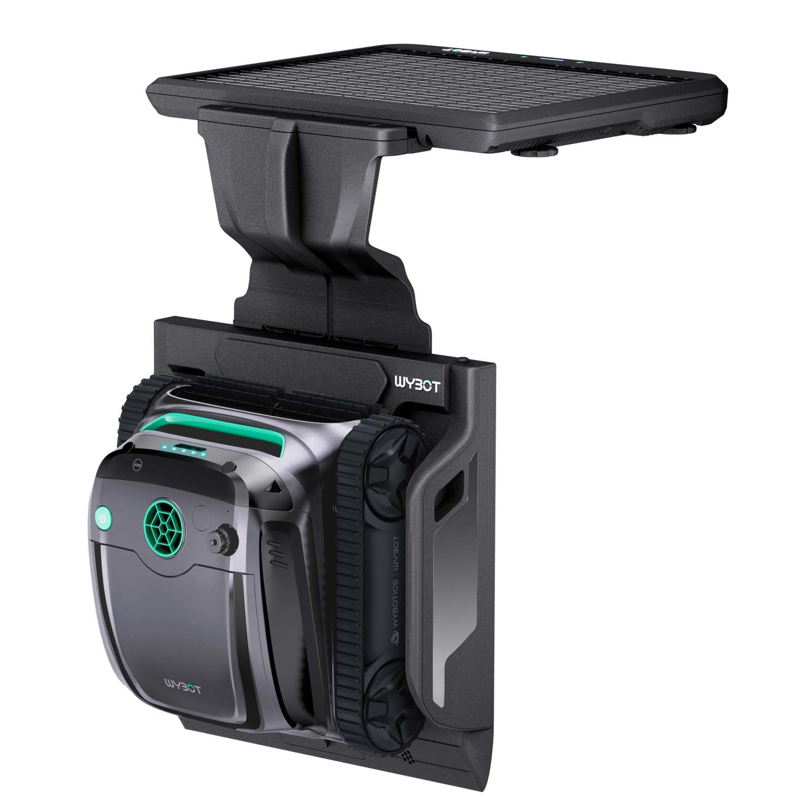 WYBOT S2 Solar Cordless Robotic Pool Vacuum Cleaner, Intelligent Cleaning Schedule, Area Cleaning, Auto-Docking Charging, 3D Adsorption System, In-Ground Pools up to 3,229 Sq.Ft (Gray Green)