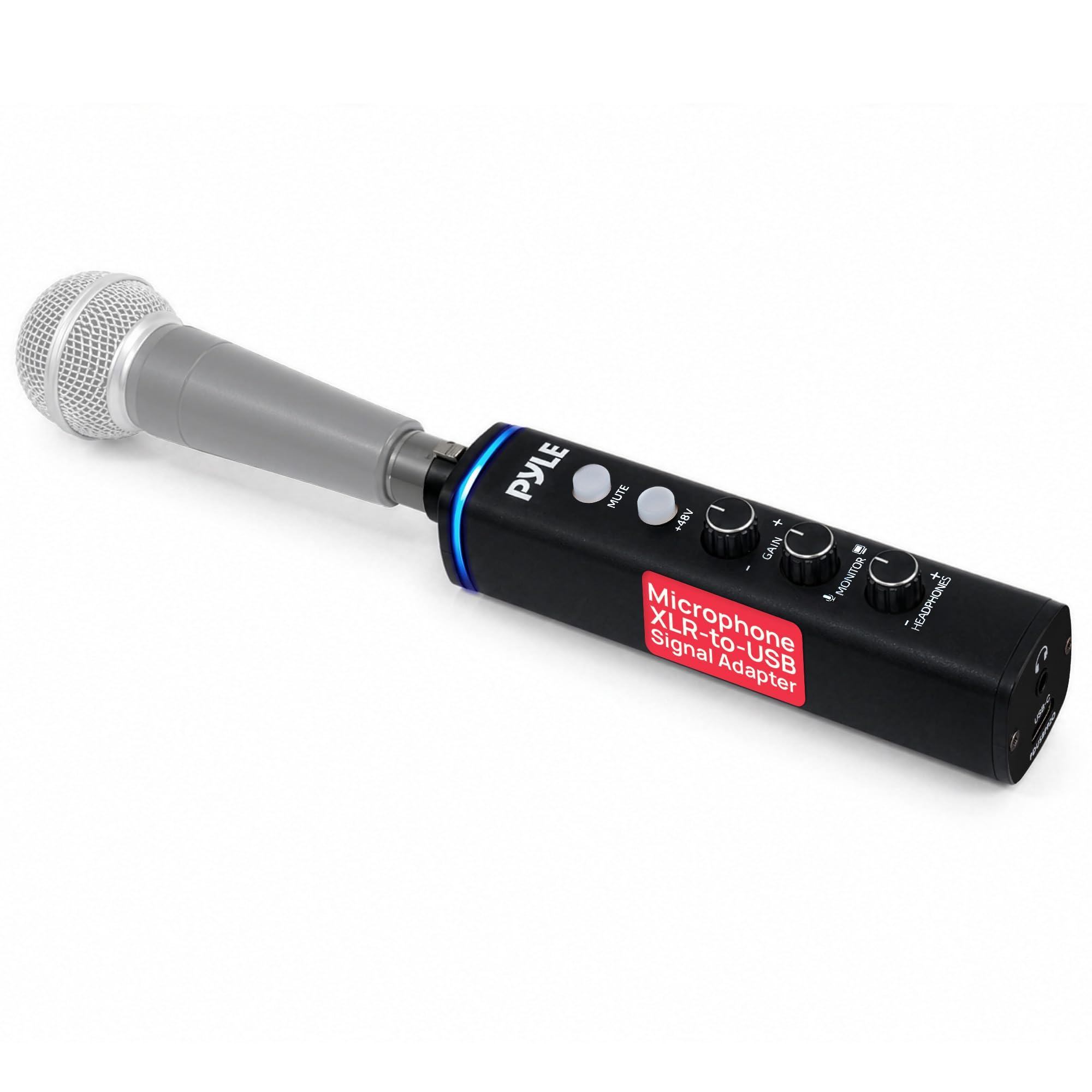 XLR to USB-C Audio Interface Adapter w/ 48V Phantom Power, Mute Button