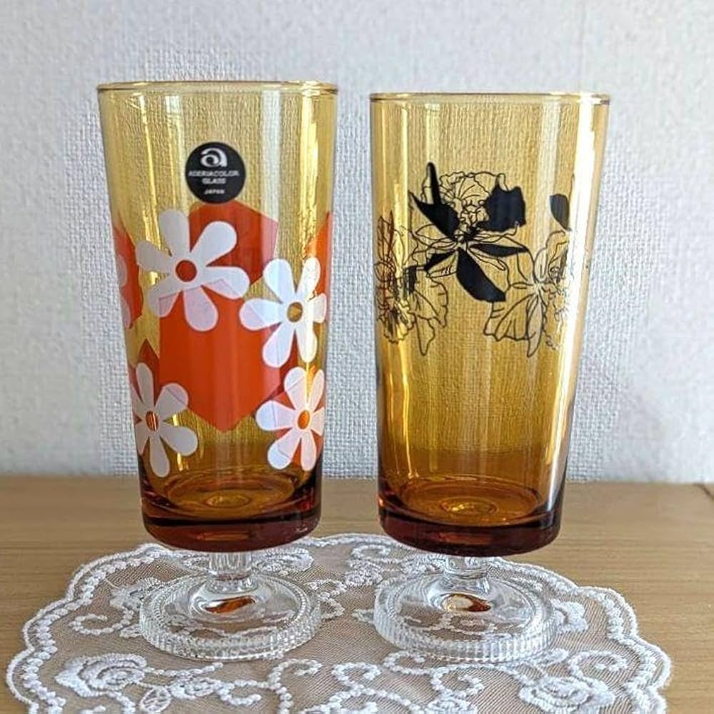 ADERIA - アデリア　脚付きグラス　２個セット Amazon | アデリア 脚付きグラス アンバー 2個セット レトロ