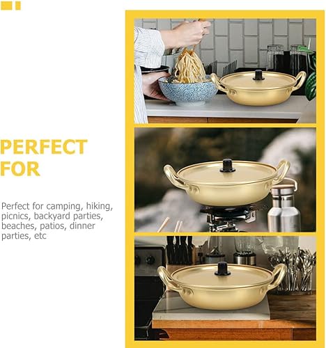 Miniatura 9 de Operitacx Ramen Pot - Olla coreana de fideos de aleación de aluminio con tapa, olla de 7.9in para cocinar sopa, pasta y guiso