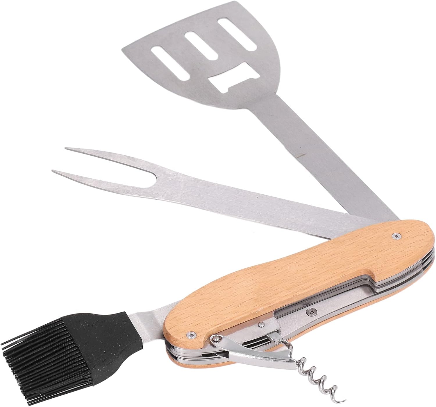 Stainless Steel Barbecue Tool Set, Effort-Saving Foldable Grill Combo Set for Camping Travel Grilling Tool