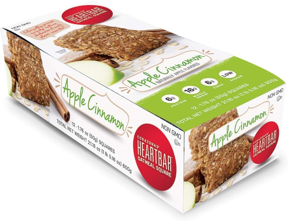 Corazonas Heartbar Oatmeal Square, Apple Cinnamon, 1.76 Ounce (Pack of 12)