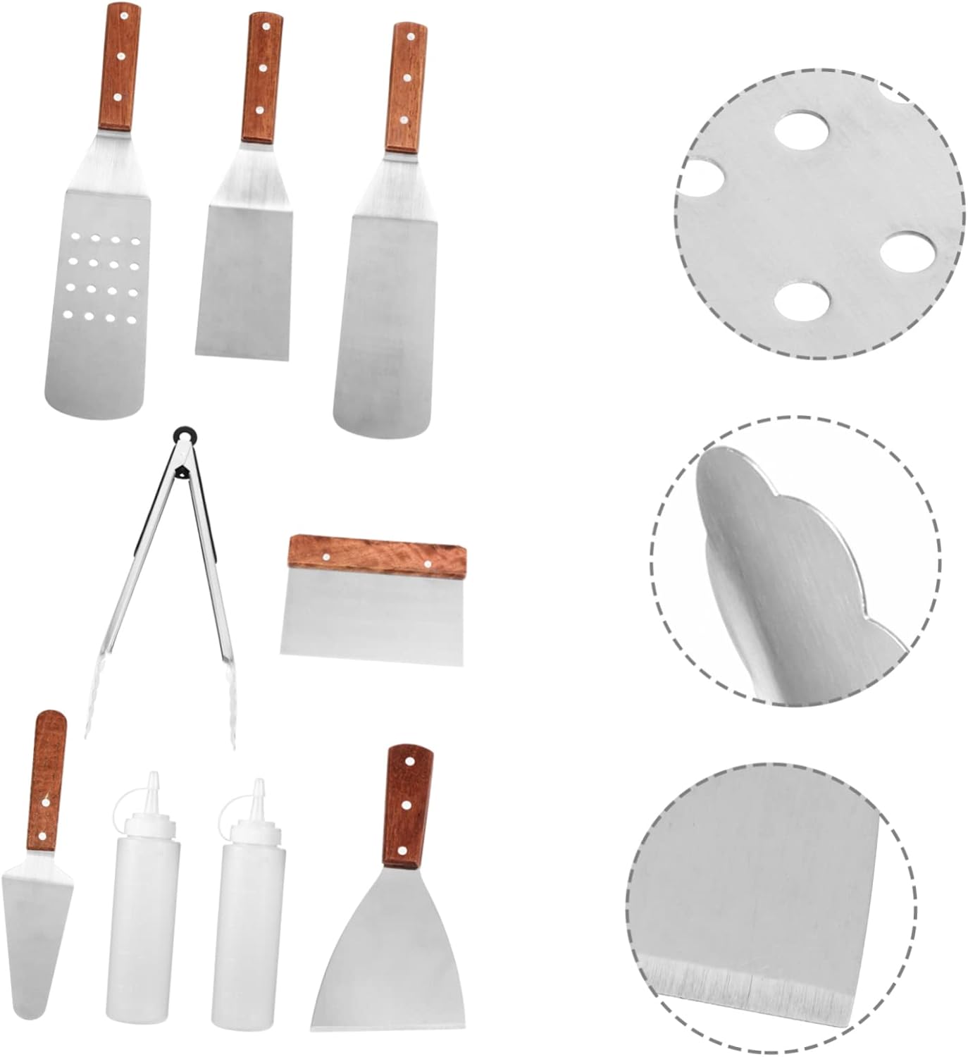 1set Stainless Steel BBQ Utensils Set Heavy-Duty Griddle Tools for Outdoor Cooking for Pancakes Fish and Eggs Lightweight Accessories for Grilling Fun