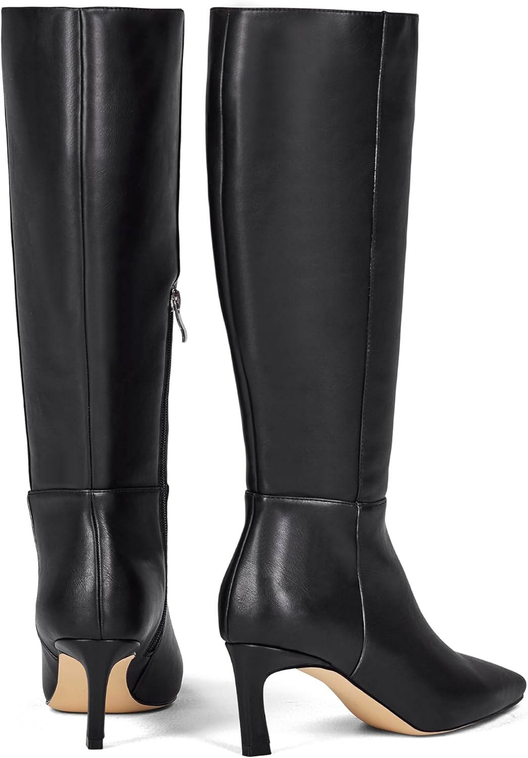 GENSHUO Knee High Boots Women Kitten Heels Square Toe Tall Long Boot Dress Comfortable Fashion Low Heel 2 Inch Fall Winter