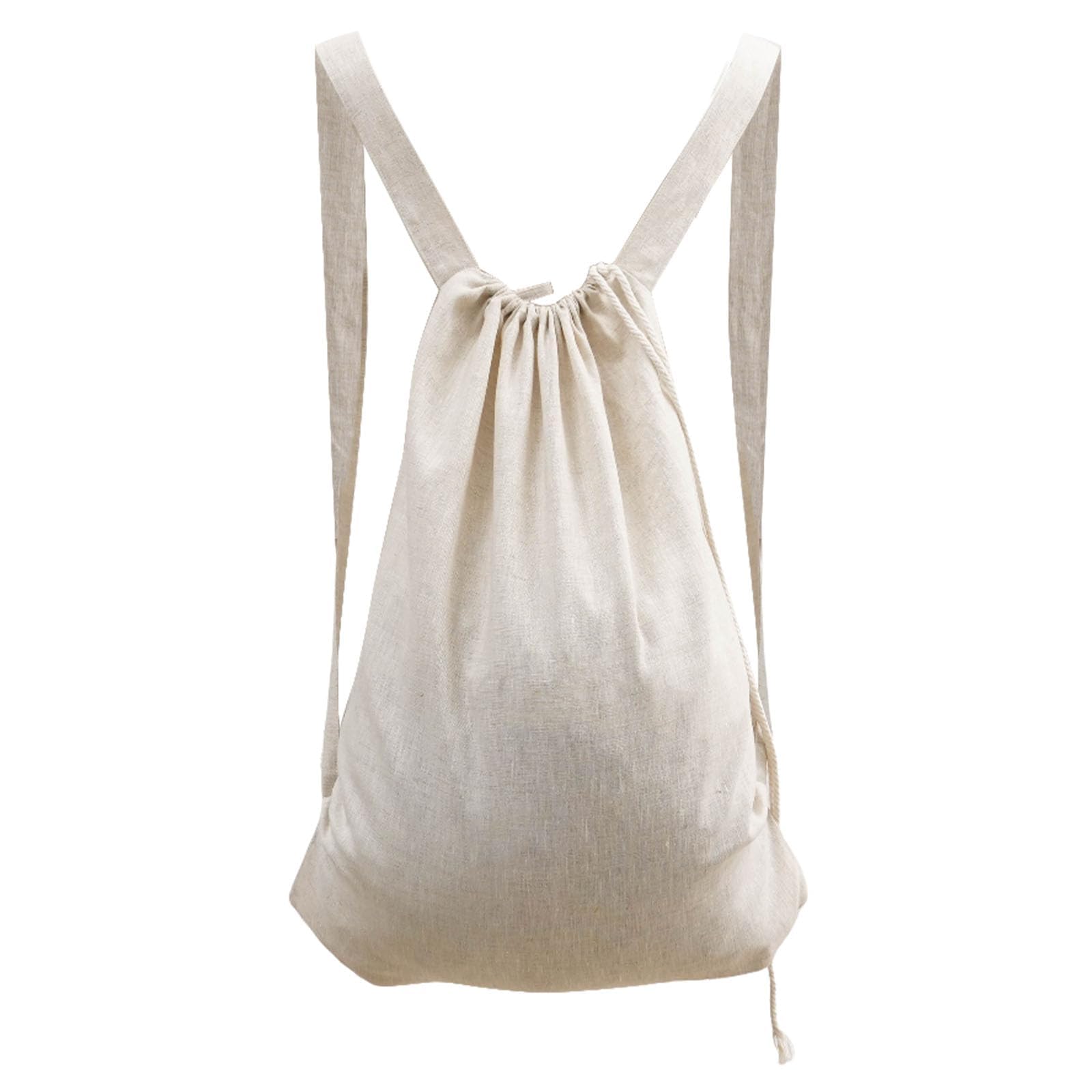 HSOFTIFY 100% Linen Travel Backpack Laundry Bag with Shoulder Straps, Linen