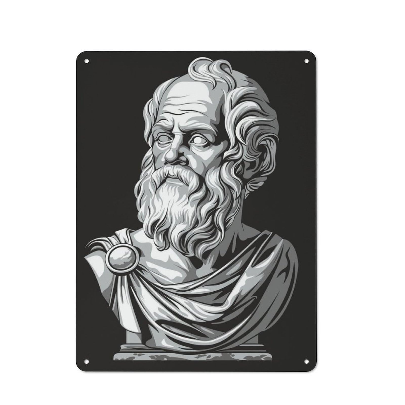 Junmoney Socrates Philosopher Bust Industrial-Style Metal Plaque 40X30cm For Workshop Wall, For Vintage Wall Decor Fans, For Themed Room Decoration