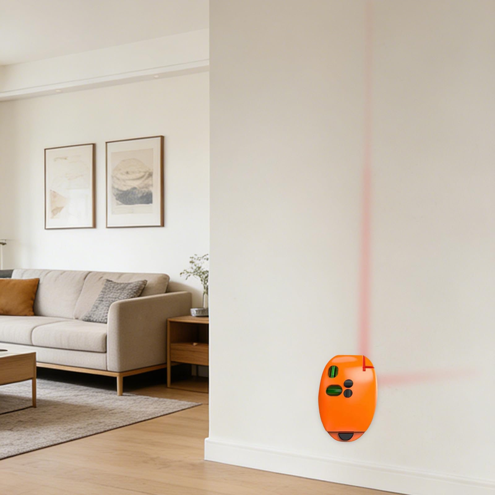 Lumière rouge électronique à 90 degrés - Ligne verte auto-nivelante - Niveaux de lumière rouge avec lignes verticales horizontales - Ligne parallèle auto-nivelante adaptée à la construction (orange