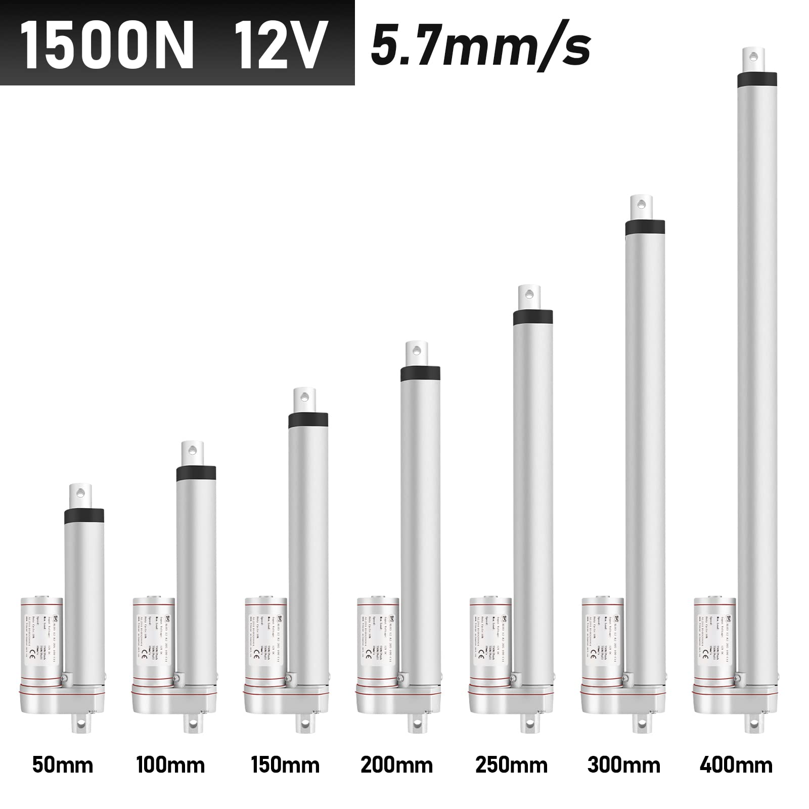 Sonnewelt Attuatori movimento lineari 12 V 200 mm Pistone elettrico 1500N 12V DC Attuatore lineare per Motore elettrico,medico,apriporta elettrico e applicazioni di automazione