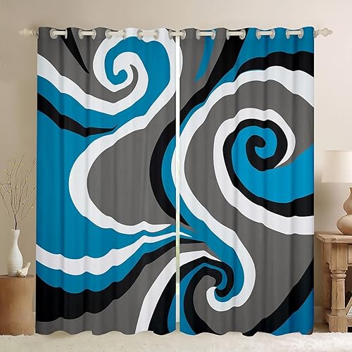 Miniatura 22 de Cortinas cuadradas grises, negras, rojas, blancas, con cuadrícula geométrica para niños, niñas, adolescentes, cortinas de tratamiento de ventanas