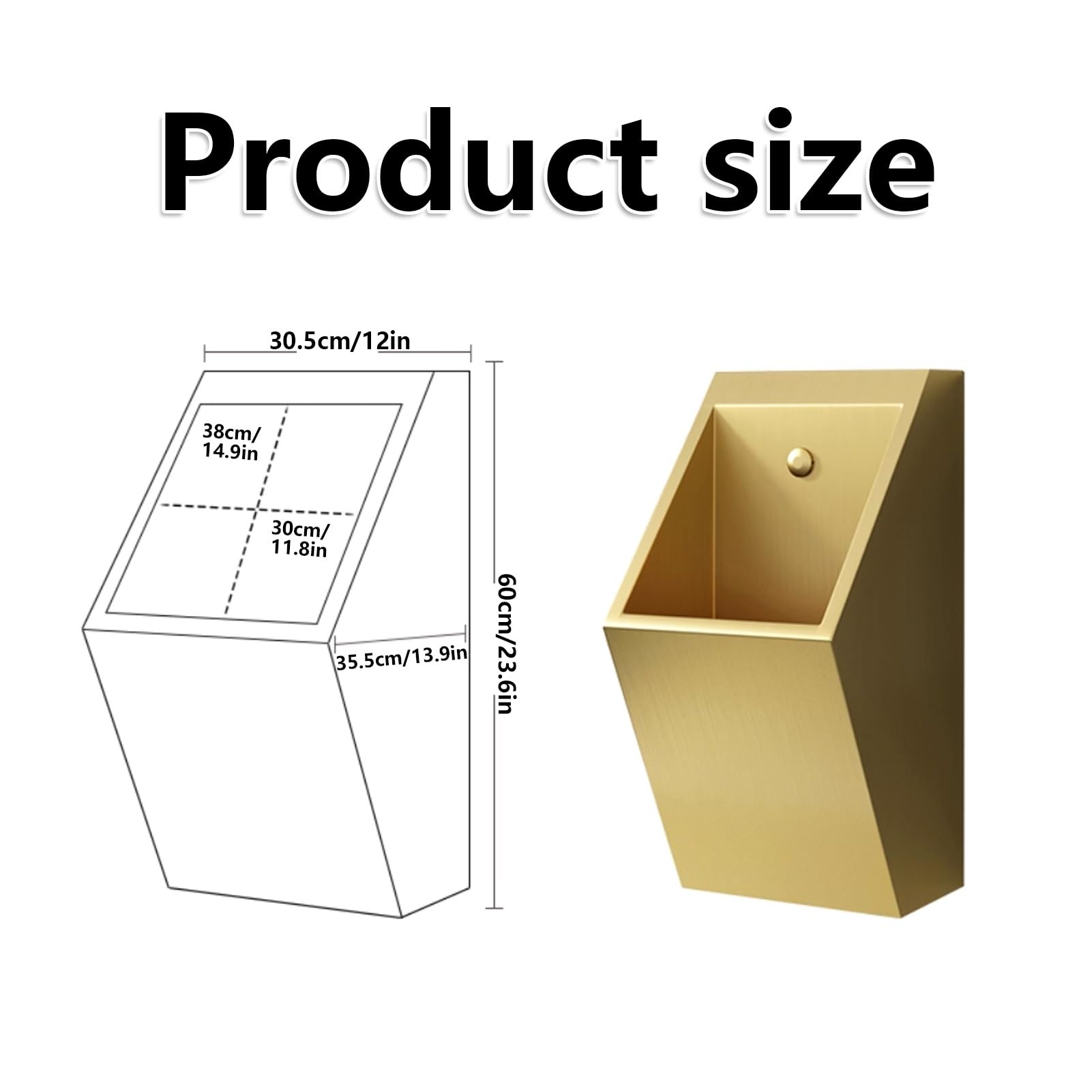 Orinal de pared para hombres adultos, a prueba de derrames, para baños públicos, comerciales y domésticos, duradero y fácil de limpiar