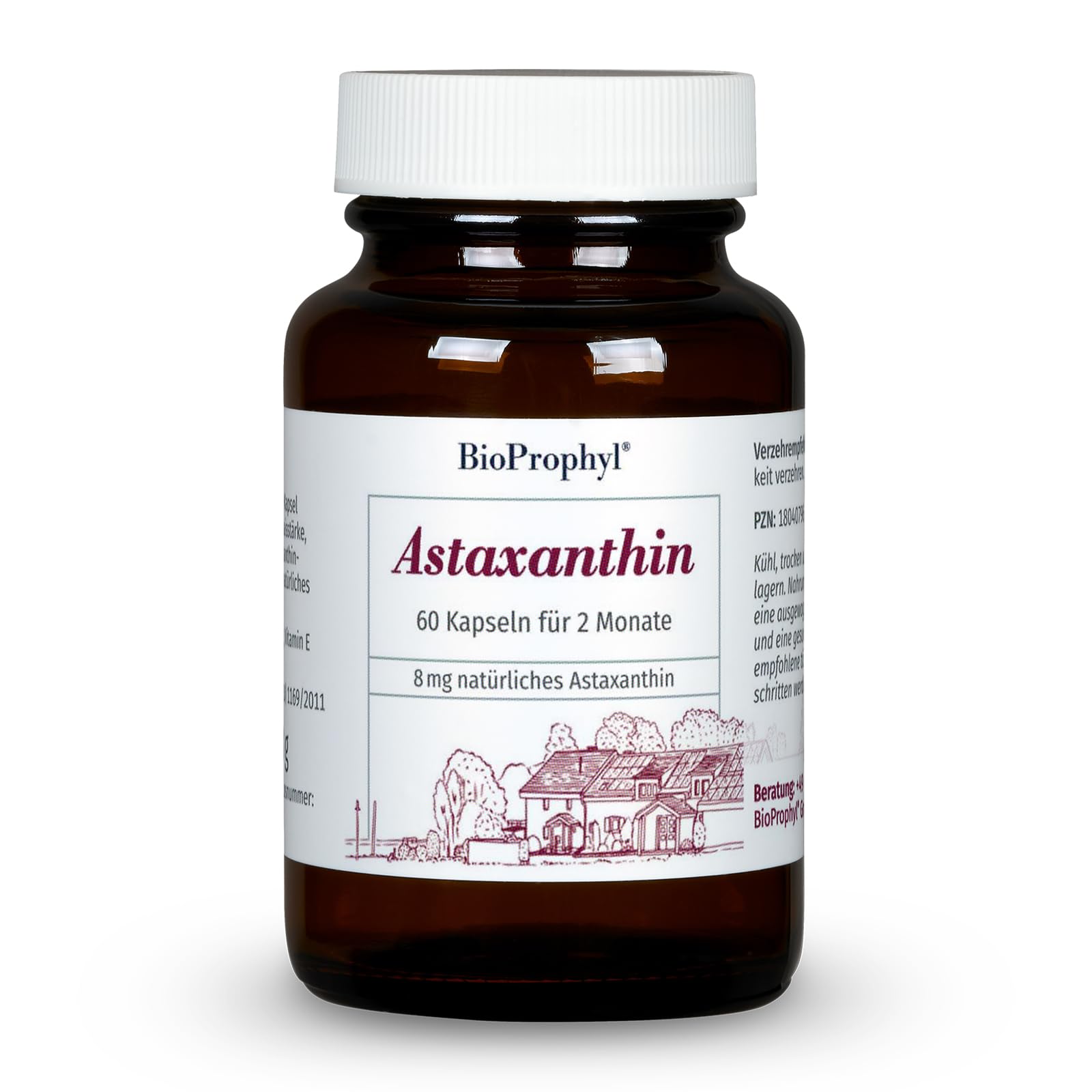 Astaxanthin - 8 mg reines Astaxanthin als Extrakt aus Heamatococcus pluvialis mit Vitamin E zum Schutz der Zellen vor oxidativem Stress - 60 pflanzliche Kapseln für 2 Monate
