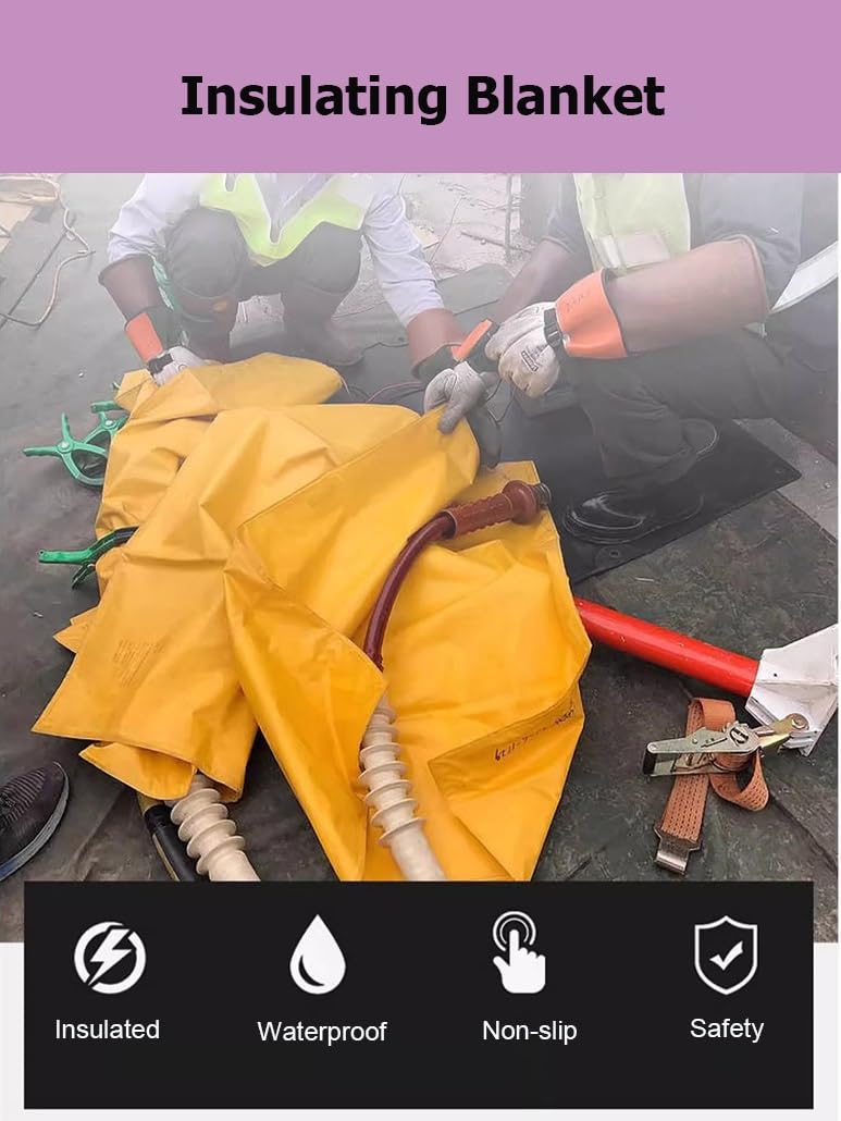 Alfombrilla de Trabajo de Seguridad eléctrica de Alto Voltaje, Manta Protectora de Resina antidescarga eléctrica de 0,4/10 kV, Adecuada para Herramientas de Electricista.