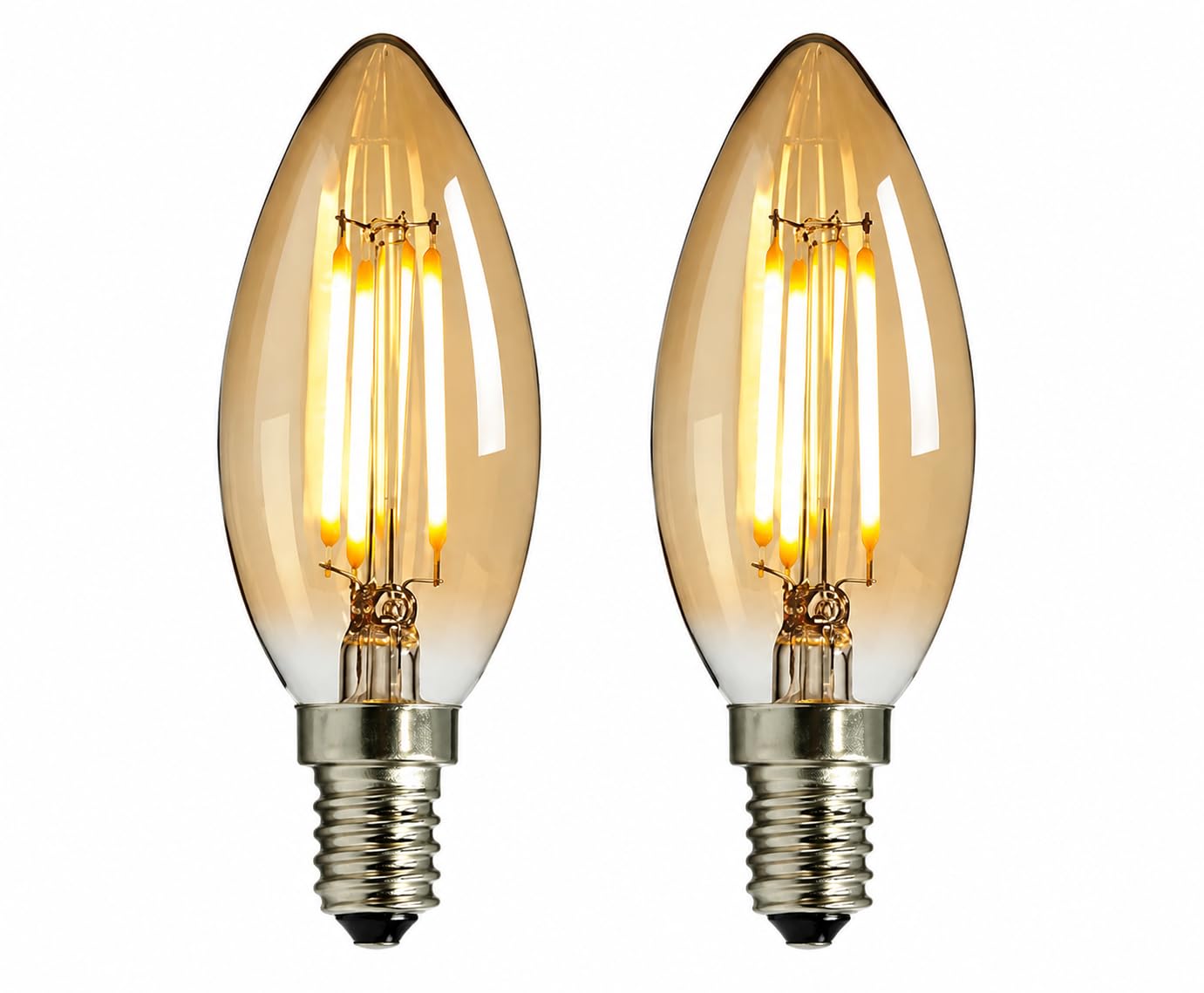 AHUJA INTERNATIONAL E14 Candle Bulb 4W Warm White Vintage Filament Bulb, Amber Glass Decorative Light for Chandle Wall Lamp, Hanging, Jhumar, Candle, Energy Efficient (Pack of 2)-image-11