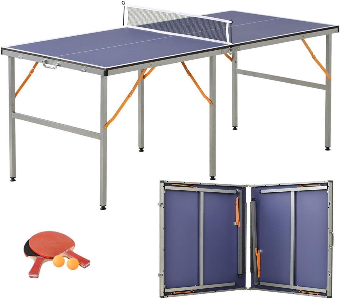 卓球台 折りたたみ式 セパレート式 移動キャスター付 国際規格サイズ ファミリー 組立式 壁打ち 家庭用 自主練習用 室内外兼用 コ
