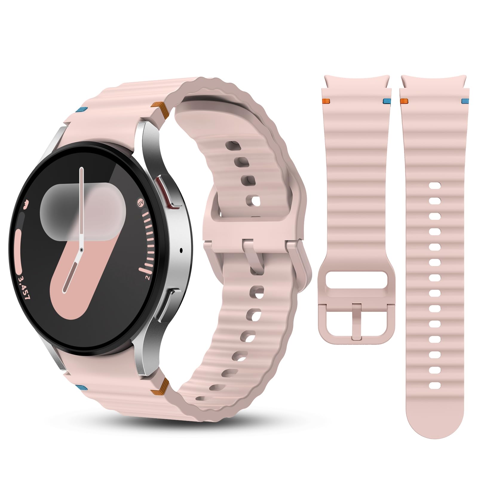 No Gap Band Compatible with Samsung Galaxy Watch 7/6/5/4/FE, Watch 5 Pro, Galaxy Watch 6 4 Classic, Soft Silicone Smartwatch Replacement Strap for Men