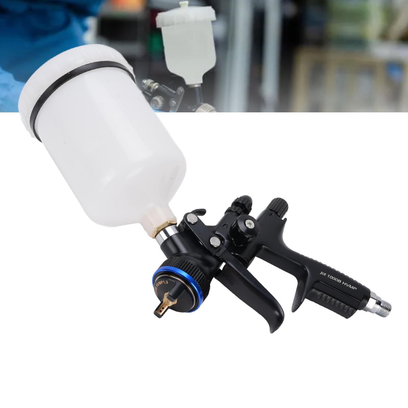 HEEPDD Pistolet do Malowania Samochodów HVLP 1000B, Pistolet do Natryskiwania Powietrza ze Stali Nierdzewnej ze Stopu Aluminium z dyszą 1,3 Mm Kubek 600 Ml Podkładu Samochodowego Malowanie ścian Mebli