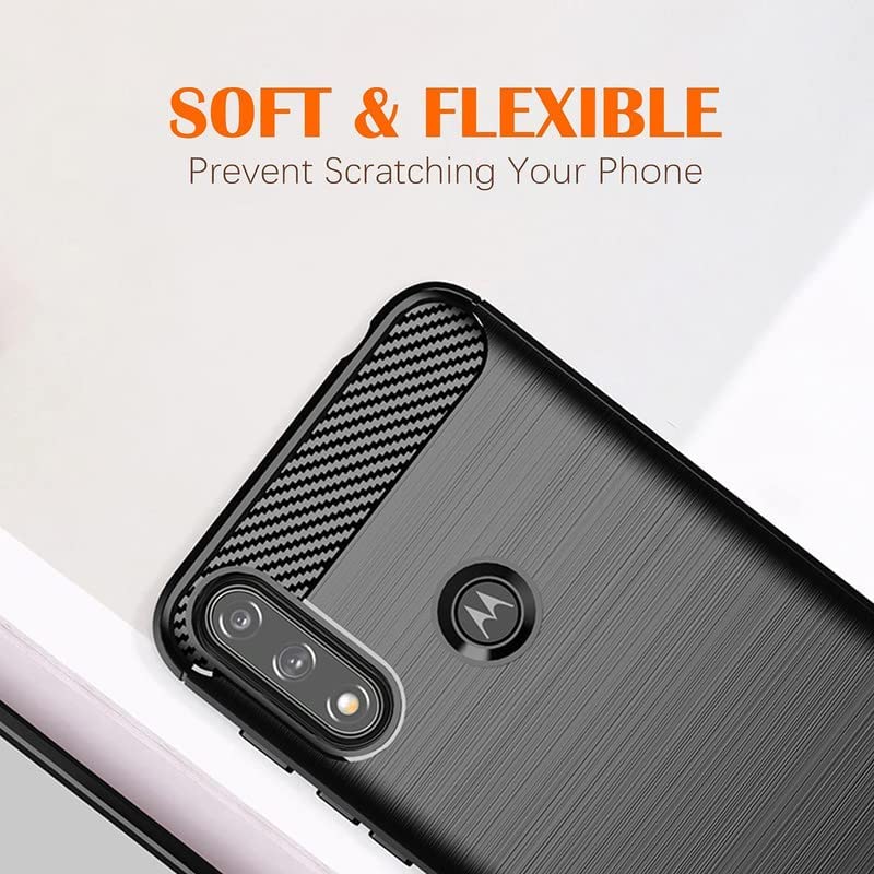Image of Hybrid Carbon Fiber Back Case for Moto E7 Power (Black)
