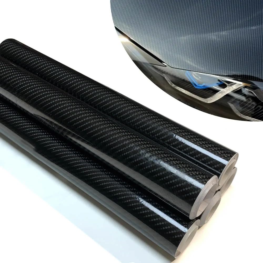 Autofolie Carbonfaser-Vinyl-Wrap-Film, Wasserdichter Autoaufkleber, 6D-Carbonfaser, Anti-Kratz-Schutzfilm, Autozubehör for Farbwechsel(50cmx300cm)
