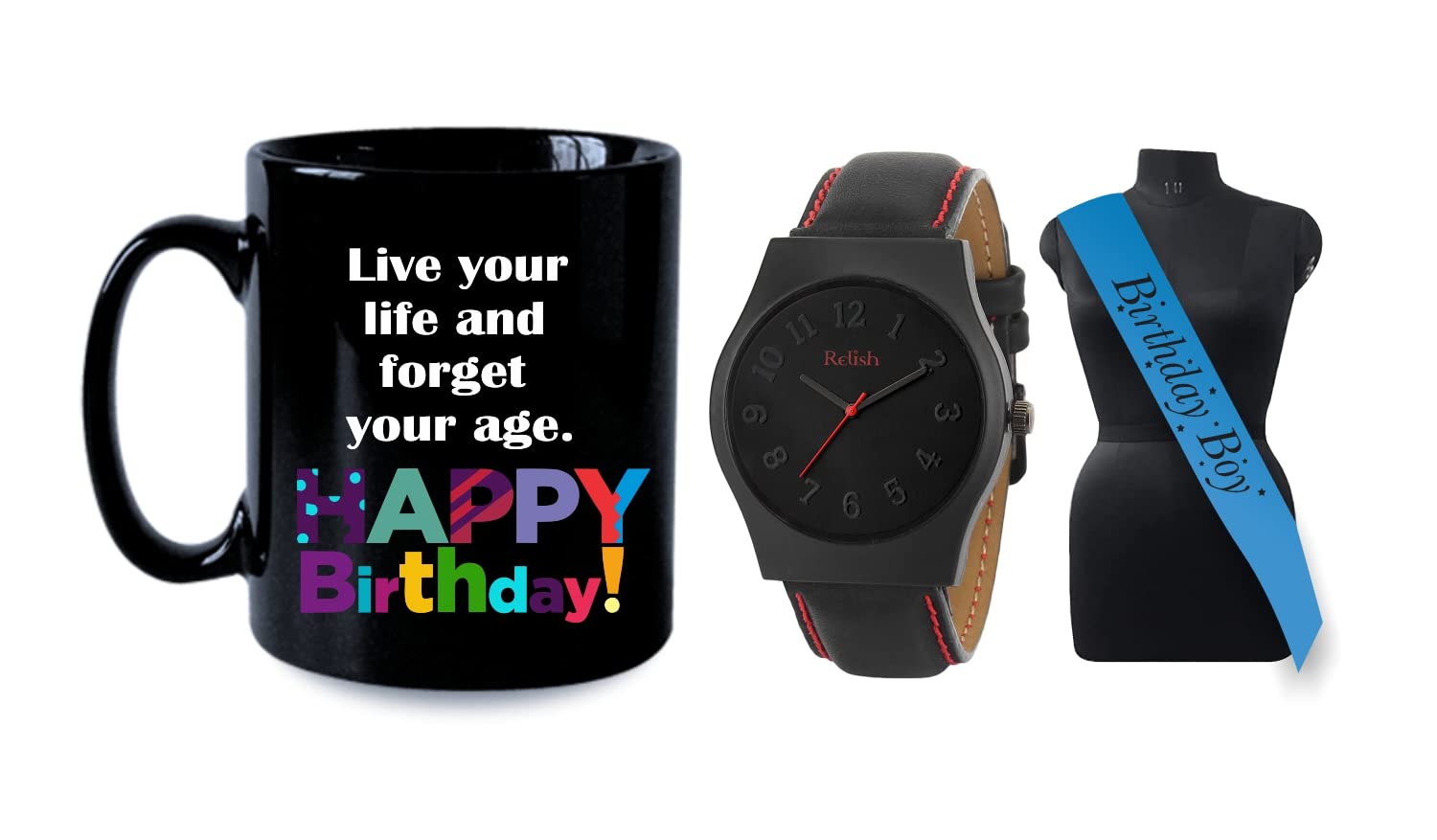 Relish Birthday Gift for Boys | Analog Watch,Happy Birthday Printed Ceramic Coffee Mug with Birthday Sash (B0C4YT69GM) Amazon Price History, Amazon Price Tracker