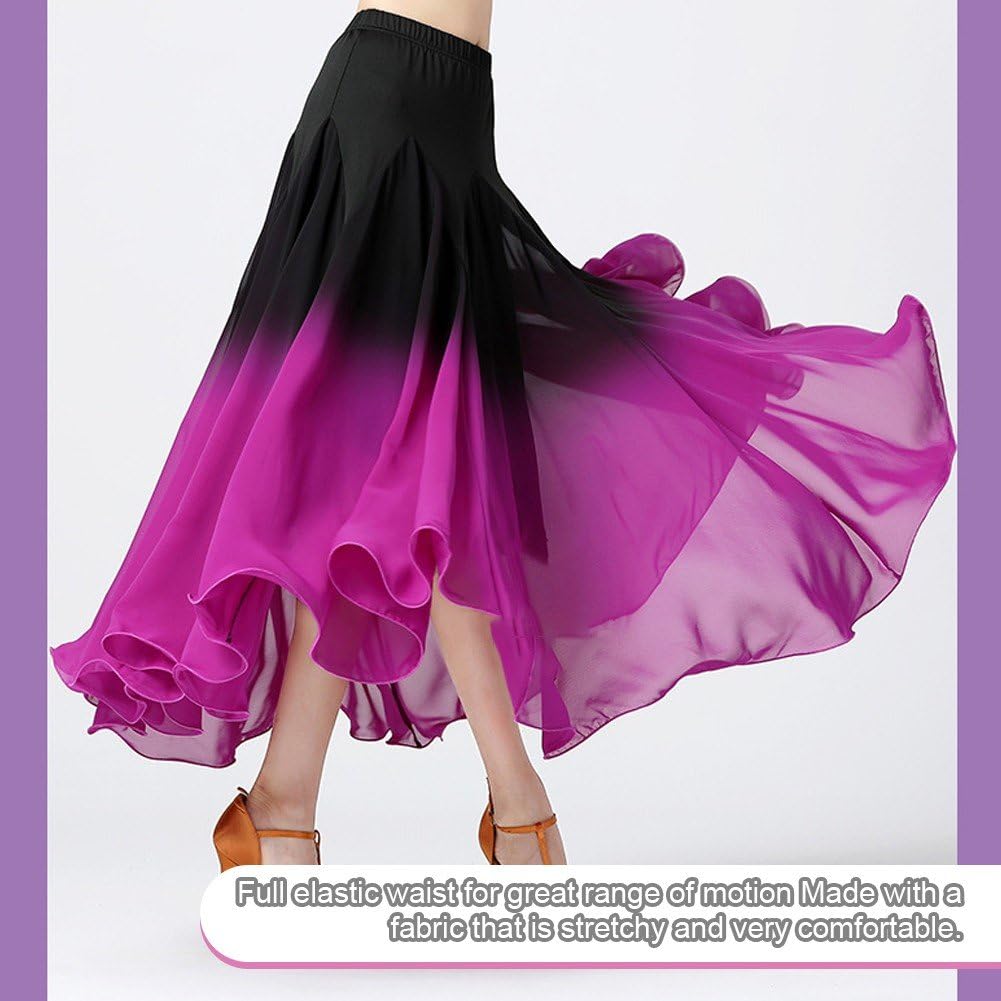 Jupe Longue De Danse De Salon pour Femmes, Jupe De Danse Flamenco, Jupe Pivotante Dégradée, Costumes De Danse du Ventre pour Pratique De Danse Moderne