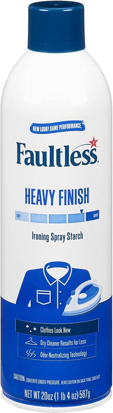 - Heavy Ironing Spray Starch 567g, Gives Stiff and Crisp Finish, Wrinkle-Free, Dry Cleaner Results at Home, Odor-Neutralizing, Easy Iron Aid, Imported from USA