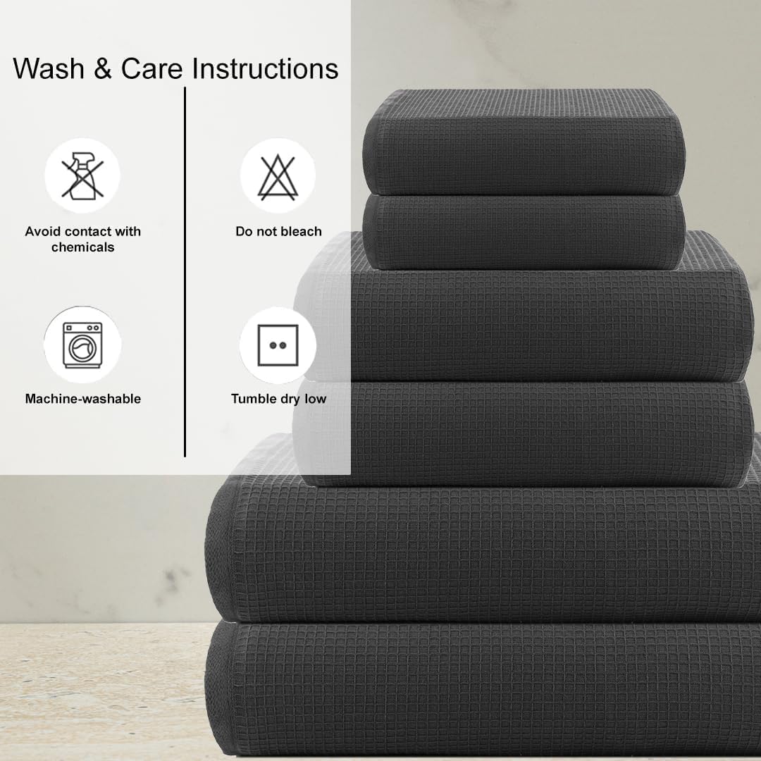 Casa Copenhagen Waffle 4-teiliges Geschenkset XL Designer Handtüchern aus 100% ägyptischer Baumwolle- Tannegrau, 70x140 cm, 4Badetücher für Badezimmer (perfekte Geschenkset für Damen & Herren)