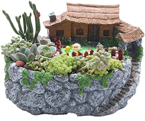 Resin Sweet Home Round Cacti Succulent Plant Pot Flower Planter