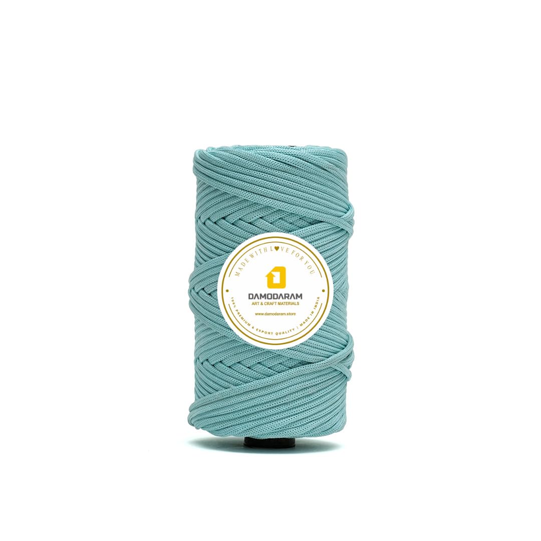3mm Knitting Crochet Polyester Macrame Thread Cord Dori for Art Craft & DIY Projects (85 MTR, Sky Blue)-picture-14