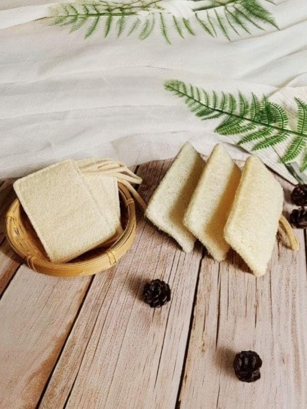 TrendMilano Doğal Kabak Lifli Organik; Bulaşık Süngeri, 3 Adet Ekonomik Set 12x8 Cm, Bitkisel