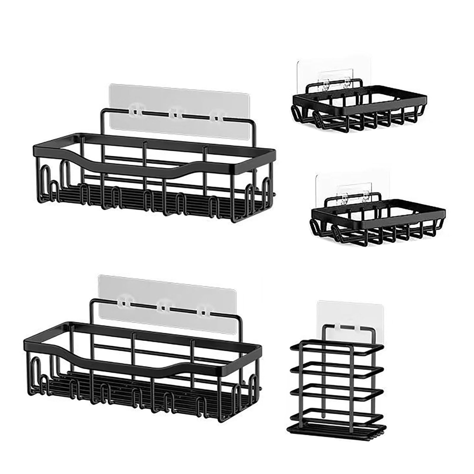 UDIYO 5Pcs Shower Caddy Adhesive Shower Organizer Easy Installation for Bathroom Storage Rustproof Stainless Steel Shower Shelves for