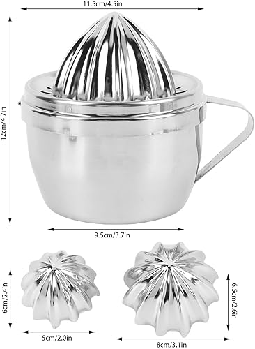 Miniatura 2 de Exprimidor manual, de acero inoxidable 304, cítricos, limón, naranja, pomelo, exprimidor de mano multifuncional con colador y cuenco para uso en