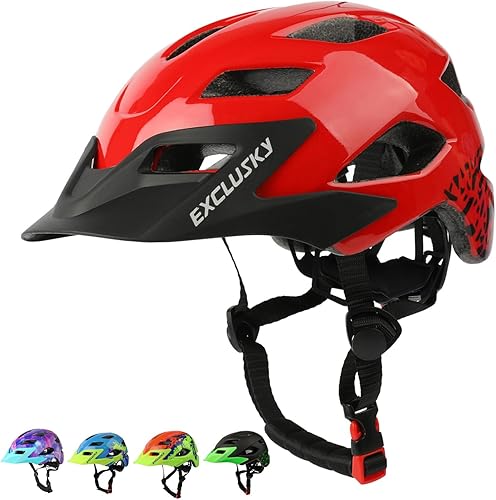 Miniatura 1 de Exclusky - Casco de bicicleta para niños, ligero, para jóvenes, tamaño ajustable, para niños, niñas, scooter, 19.7  22.4pulg (edades 5  14)