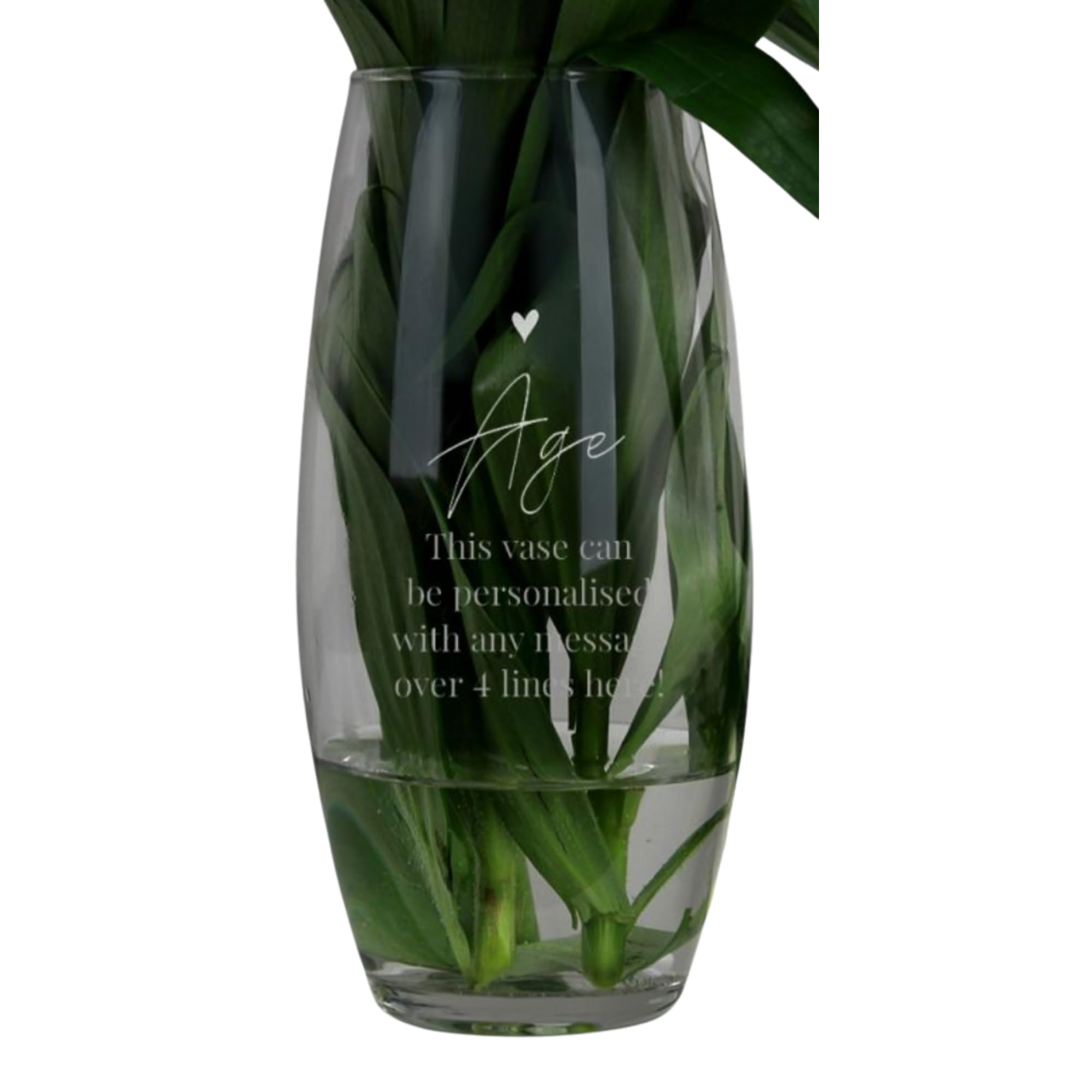 Caleli Gifts Colorless/Transparent Personalised Glass Vase. Any Age Vase. Ideal For Birthdays, Anniversary, Wedding Etc