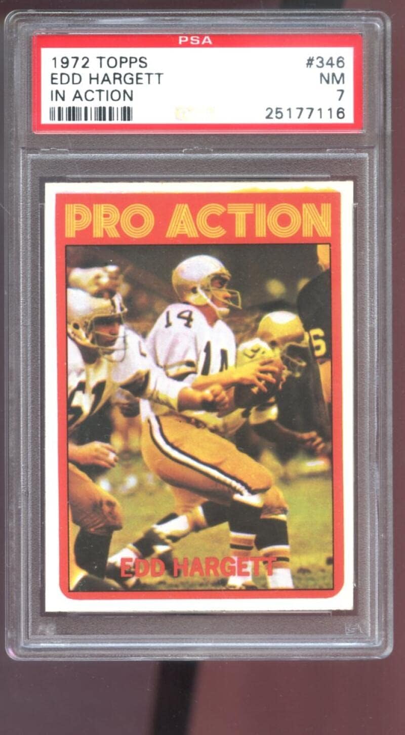 1972 Topps #346 Edd Hargett Pro Action PSA 7 Graded Football Card HIGH NUMBER NFL In Action New Orleans Saints
