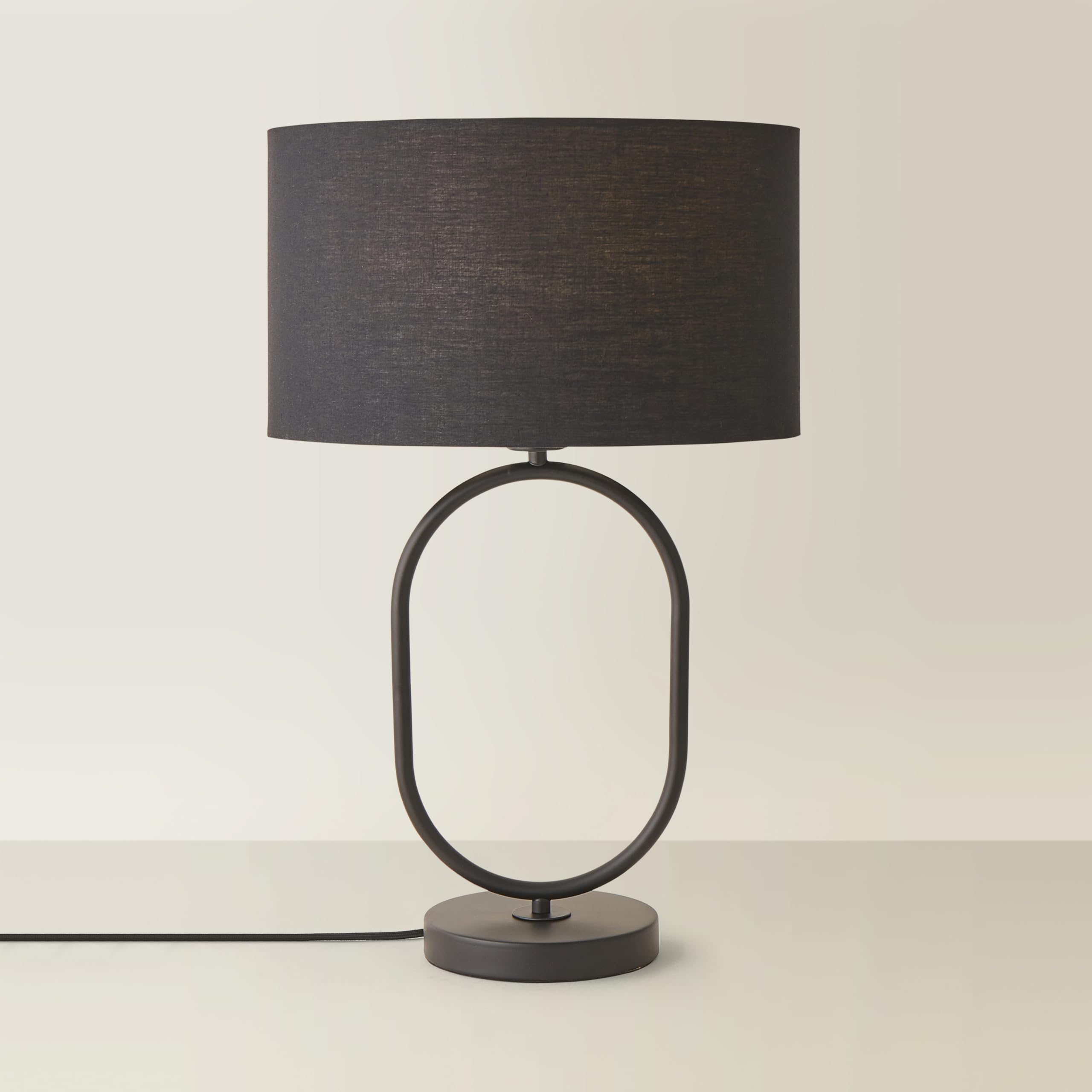 ValueLights | Antonia Black Fabric Drum Lamp Shade Matte Black Oval Table Lamp | Table Lamps, Home Décor & Improvement Essential