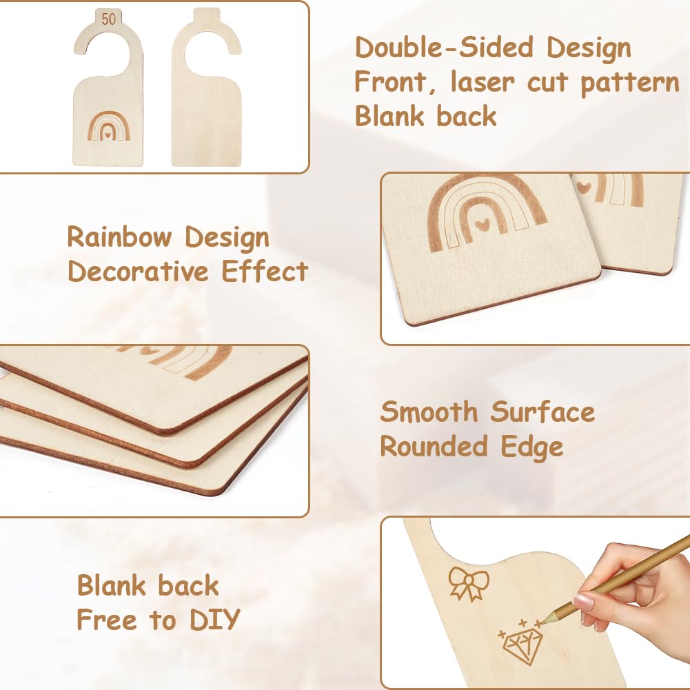 HAGOT 10 Pcs Baby Wardrobe Dividers, Cartoon Baby Wardrobe Dividers, Wood Safe Wardrobe Separators - Image 3