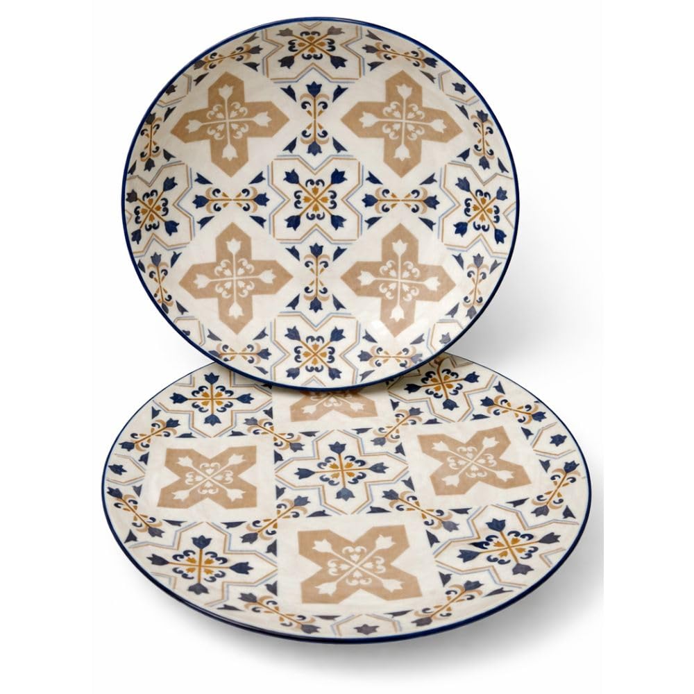 Servizio Piatti 12 Pezzi in Ceramica Cecaro Group – Fantasia Maiolica Blu – Set Tavola Design Elegante – Lavastoviglie e Microonde