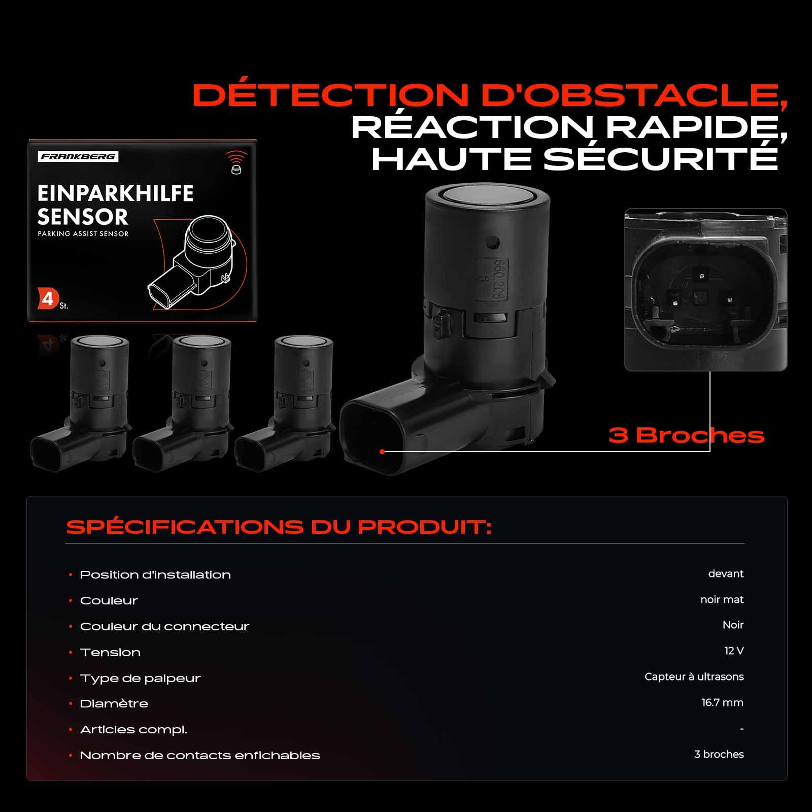 Frankberg 4 capteurs de stationnement avant YDB500390HES