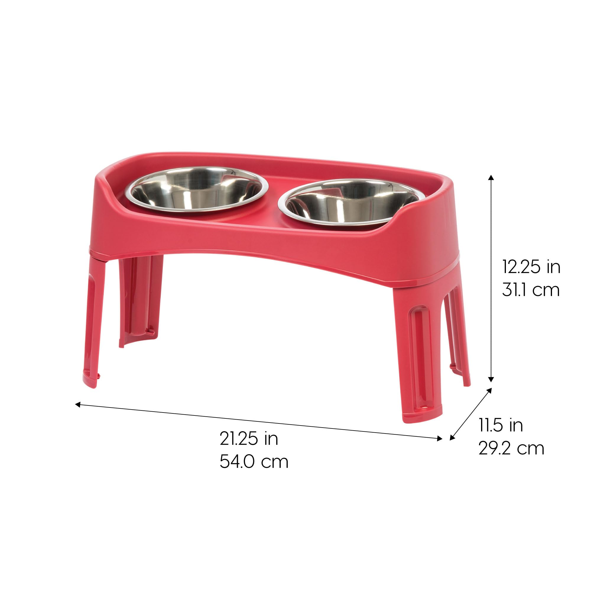IRIS Gamelles surélevées pour Chien USA - Hauteur réglable - 2 gamelles épaisses en Acier Inoxydable de 1,8 l - Anti-déversement avec Bord extérieur surélevé - Fabriqué aux États-Unis - Plastique